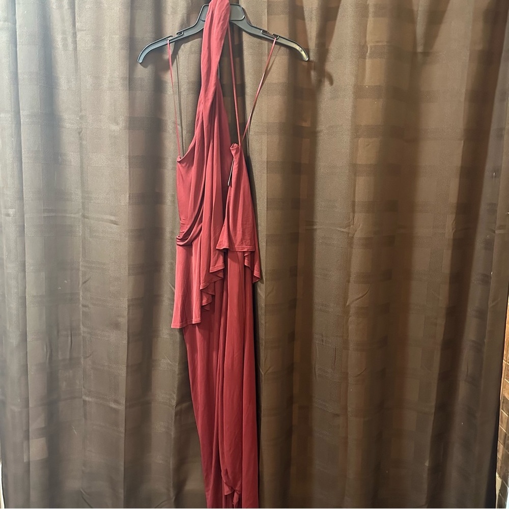 NWOT Reiss Xena Asymmetrical Halter Dress Dark Red Sz 2 $345 - Picture 11 of 12